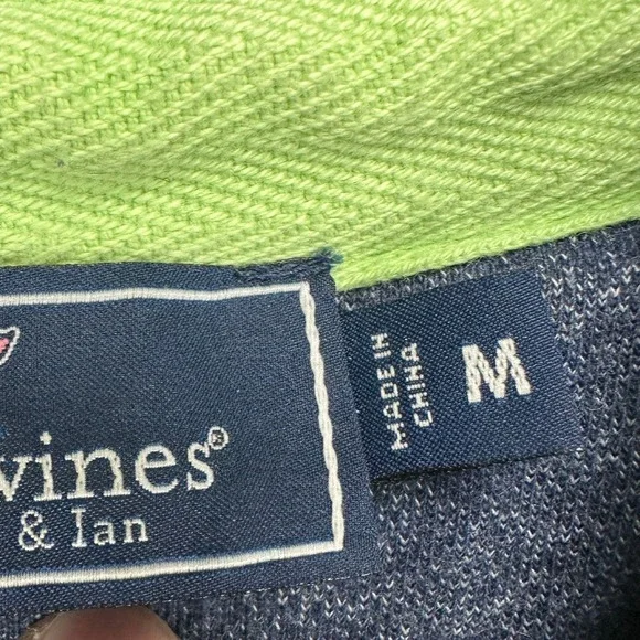 Vineyard Vines Pullover Sweatshirt Mens Medium Blue Green Quarter Zip Sweater